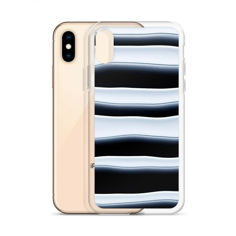 Load image into Gallery viewer, Black White Blob Squishy Style Striped Flexible Clear iPhone Case Bump Resistant Corners CREATIVETECH