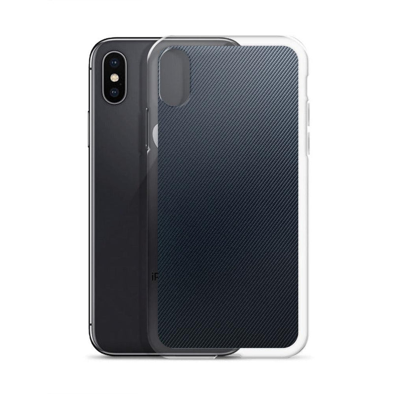 Load image into Gallery viewer, Striped Rubber Industrial Style Dark Grey Black Flexible Clear iPhone Case Bump Resistant Corners CREATIVETECH
