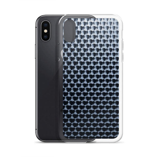 Dark Brushed Metal Circular Pattern Industrial Grid Style Flexible Clear iPhone Case Bump Resistant Corners CREATIVETECH