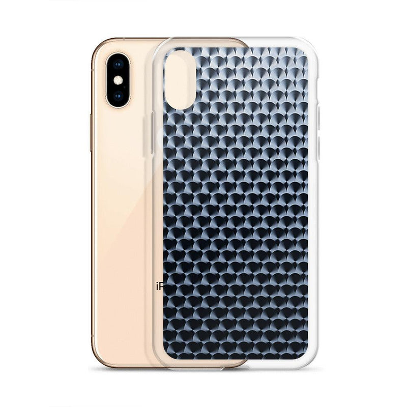 Load image into Gallery viewer, Dark Brushed Metal Circular Pattern Industrial Grid Style Flexible Clear iPhone Case Bump Resistant Corners CREATIVETECH