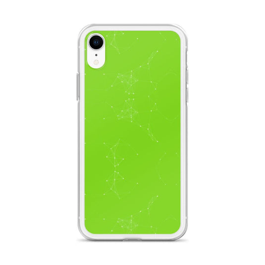 Neon Green White Cyber Polygon Flexible Clear iPhone Case Bump Resistant Corners CREATIVETECH