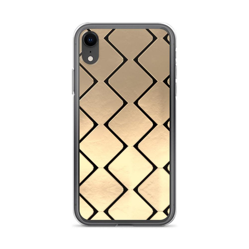 Load image into Gallery viewer, Metal Golden Grid Flexible Clear iPhone Case Bump Resistant Corners CREATIVETECH
