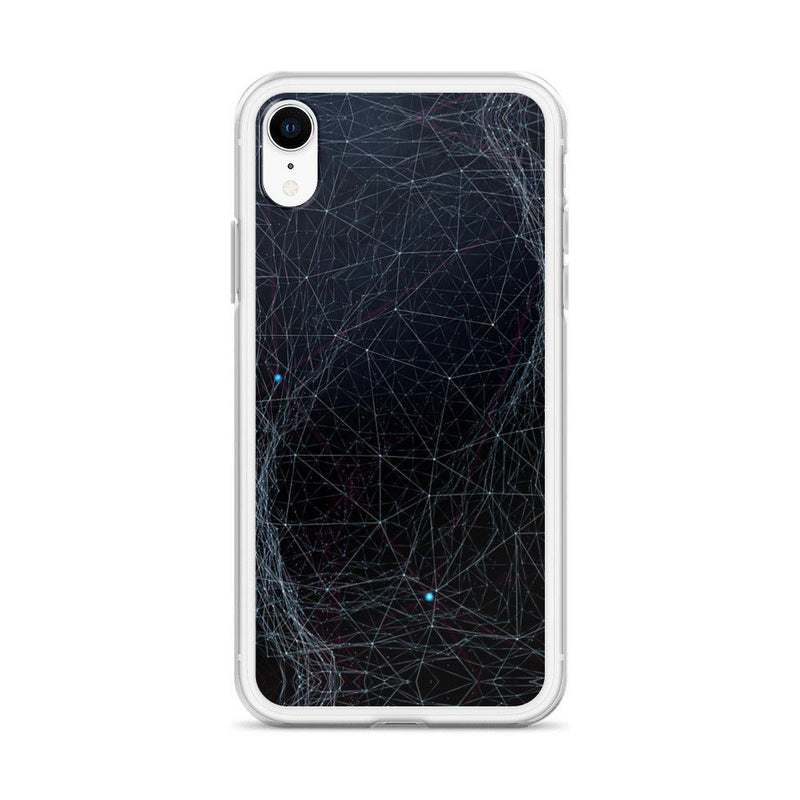 Load image into Gallery viewer, Blue Dark Cyber Polygon Flexible Clear iPhone Case Bump Resistant Corners CREATIVETECH