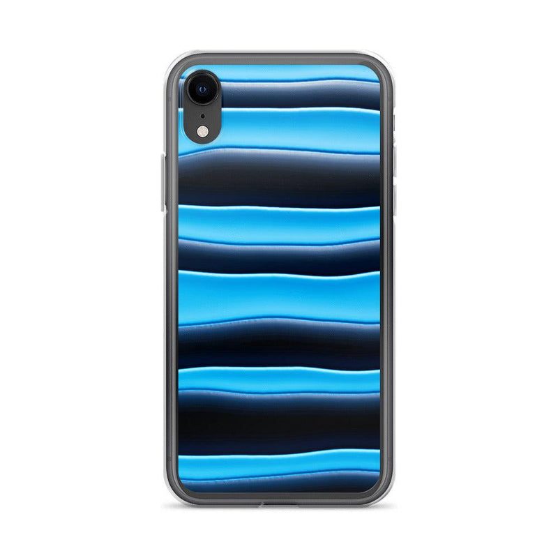 Load image into Gallery viewer, Black Blue Blob Striped Style Flexible Clear iPhone Case Bump Resistant Corners CREATIVETECH