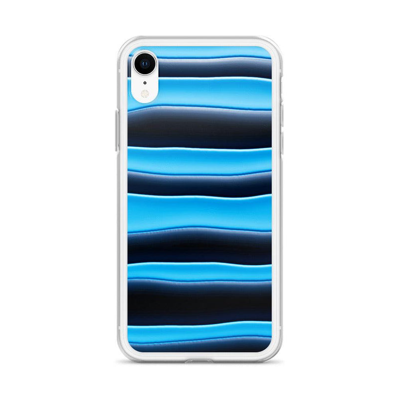 Load image into Gallery viewer, Black Blue Blob Striped Style Flexible Clear iPhone Case Bump Resistant Corners CREATIVETECH