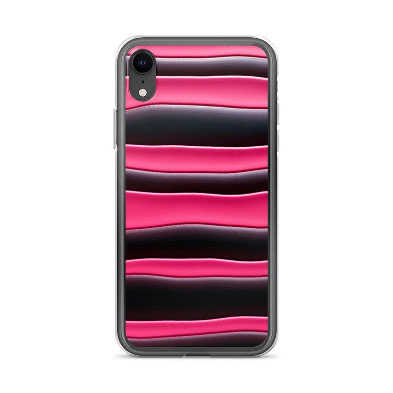 Load image into Gallery viewer, Black Red Pink Blob Striped Style Flexible Clear iPhone Case Bump Resistant Corners CREATIVETECH