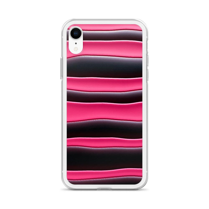 Load image into Gallery viewer, Black Red Pink Blob Striped Style Flexible Clear iPhone Case Bump Resistant Corners CREATIVETECH
