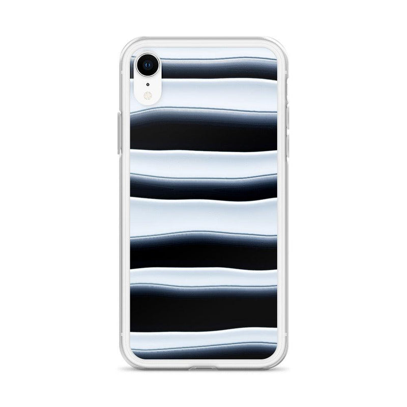 Load image into Gallery viewer, Black White Blob Squishy Style Striped Flexible Clear iPhone Case Bump Resistant Corners CREATIVETECH