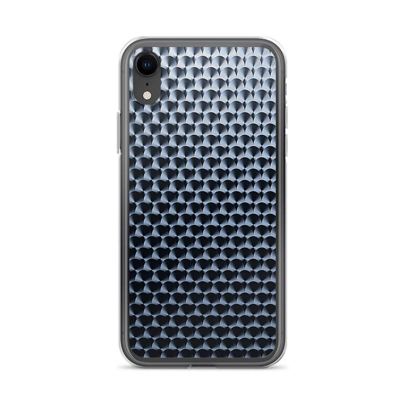 Load image into Gallery viewer, Dark Brushed Metal Circular Pattern Industrial Grid Style Flexible Clear iPhone Case Bump Resistant Corners CREATIVETECH