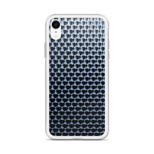 Dark Brushed Metal Circular Pattern Industrial Grid Style Flexible Clear iPhone Case Bump Resistant Corners CREATIVETECH