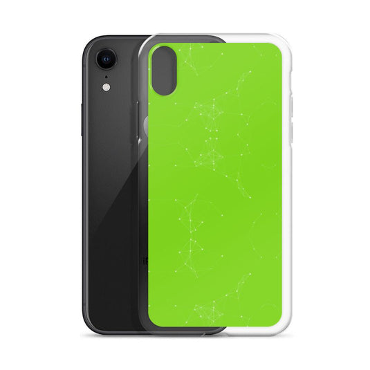 Neon Green White Cyber Polygon Flexible Clear iPhone Case Bump Resistant Corners CREATIVETECH