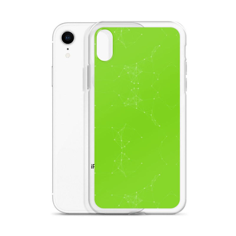 Load image into Gallery viewer, Neon Green White Cyber Polygon Flexible Clear iPhone Case Bump Resistant Corners CREATIVETECH