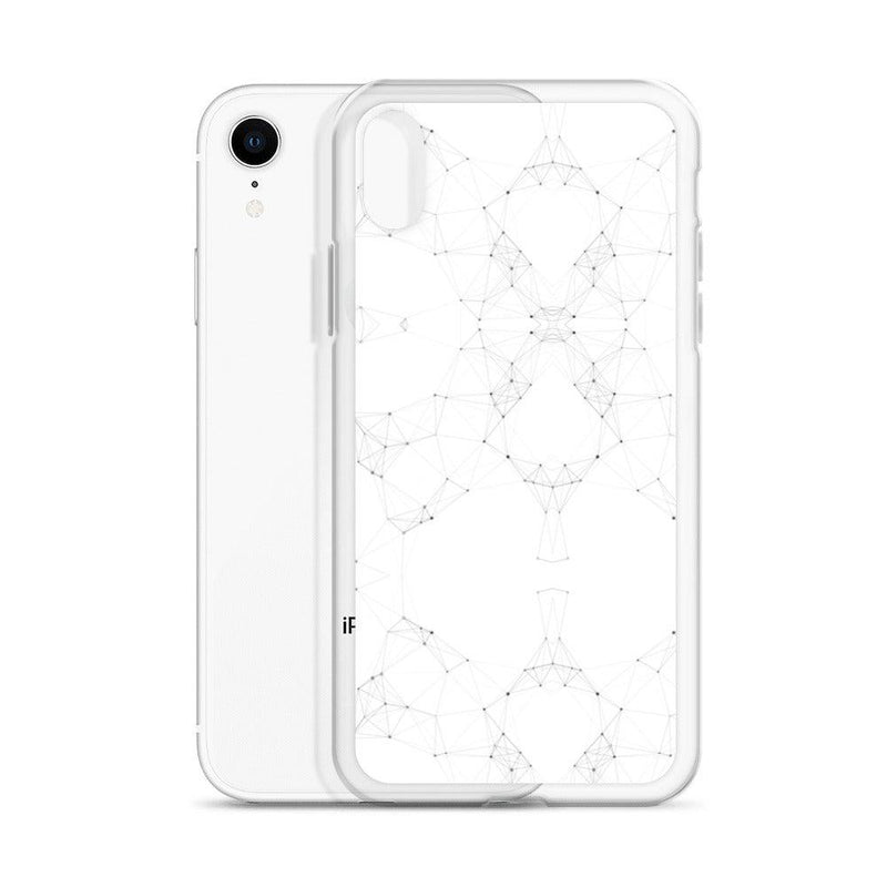 Load image into Gallery viewer, White Black Cyber Polygon Flexible Clear iPhone Case Bump Resistant Corners CREATIVETECH
