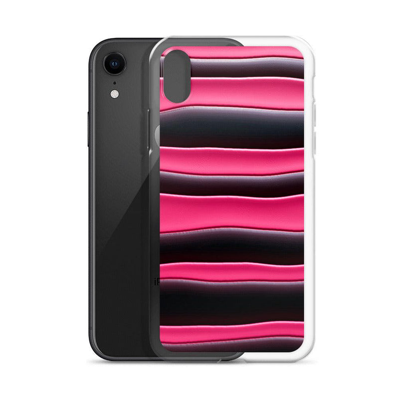 Load image into Gallery viewer, Black Red Pink Blob Striped Style Flexible Clear iPhone Case Bump Resistant Corners CREATIVETECH