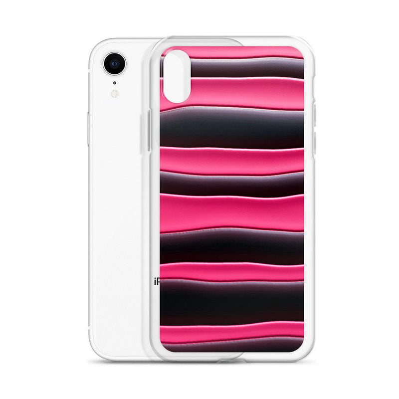 Load image into Gallery viewer, Black Red Pink Blob Striped Style Flexible Clear iPhone Case Bump Resistant Corners CREATIVETECH