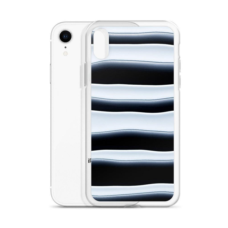 Load image into Gallery viewer, Black White Blob Squishy Style Striped Flexible Clear iPhone Case Bump Resistant Corners CREATIVETECH