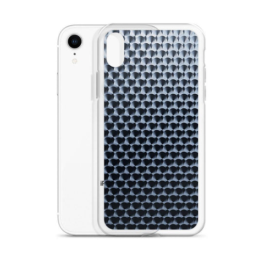 Dark Brushed Metal Circular Pattern Industrial Grid Style Flexible Clear iPhone Case Bump Resistant Corners CREATIVETECH