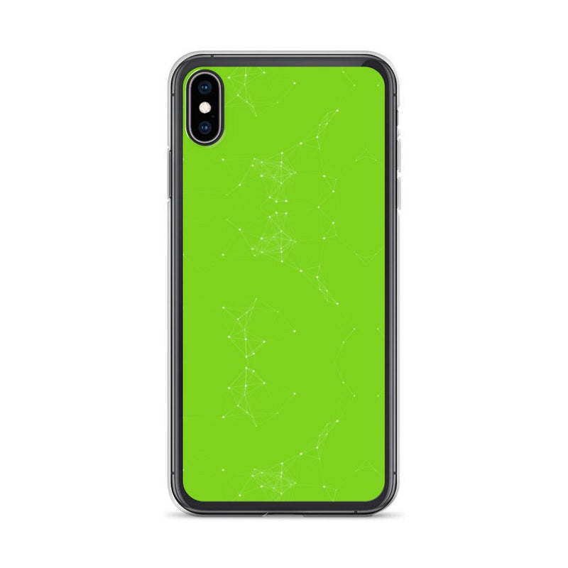 Load image into Gallery viewer, Neon Green White Cyber Polygon Flexible Clear iPhone Case Bump Resistant Corners CREATIVETECH