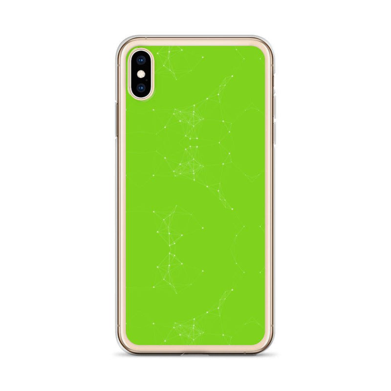 Load image into Gallery viewer, Neon Green White Cyber Polygon Flexible Clear iPhone Case Bump Resistant Corners CREATIVETECH