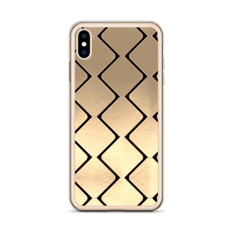 Load image into Gallery viewer, Metal Golden Grid Flexible Clear iPhone Case Bump Resistant Corners CREATIVETECH