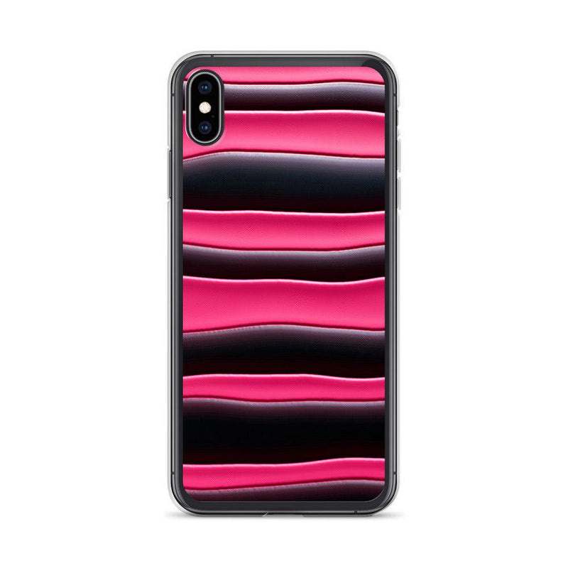 Load image into Gallery viewer, Black Red Pink Blob Striped Style Flexible Clear iPhone Case Bump Resistant Corners CREATIVETECH