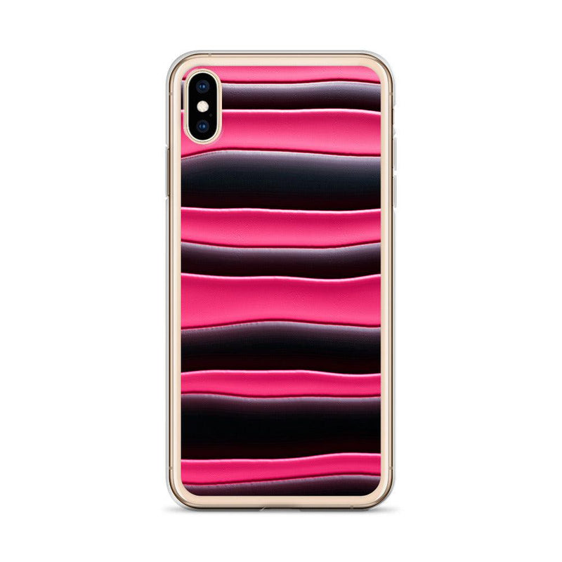 Load image into Gallery viewer, Black Red Pink Blob Striped Style Flexible Clear iPhone Case Bump Resistant Corners CREATIVETECH