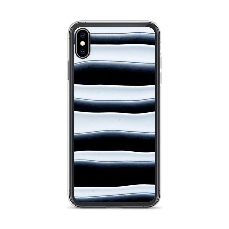 Load image into Gallery viewer, Black White Blob Squishy Style Striped Flexible Clear iPhone Case Bump Resistant Corners CREATIVETECH