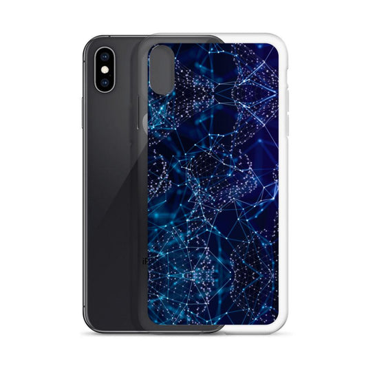 Blue Polygon Flexible Clear iPhone Case Bump Resistant Corners CREATIVETECH