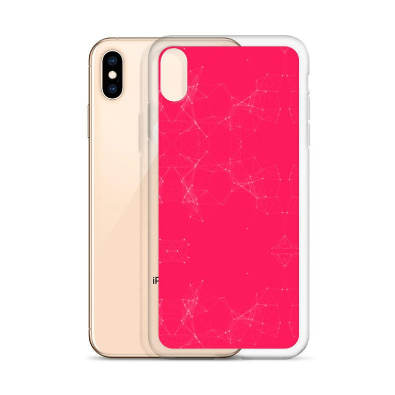 Load image into Gallery viewer, Neon Pink Red Cyber Polygon Flexible Clear iPhone Case Bump Resistant Corners CREATIVETECH