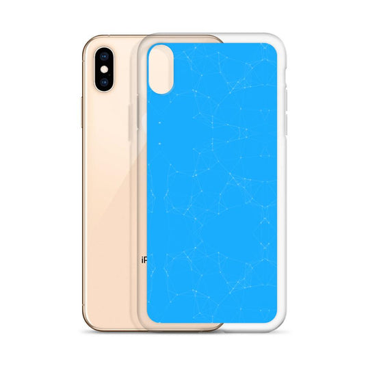 Neon Blue Cyber Polygon Flexible Clear iPhone Case Bump Resistant Corners CREATIVETECH