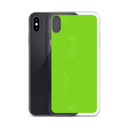 Neon Green White Cyber Polygon Flexible Clear iPhone Case Bump Resistant Corners CREATIVETECH