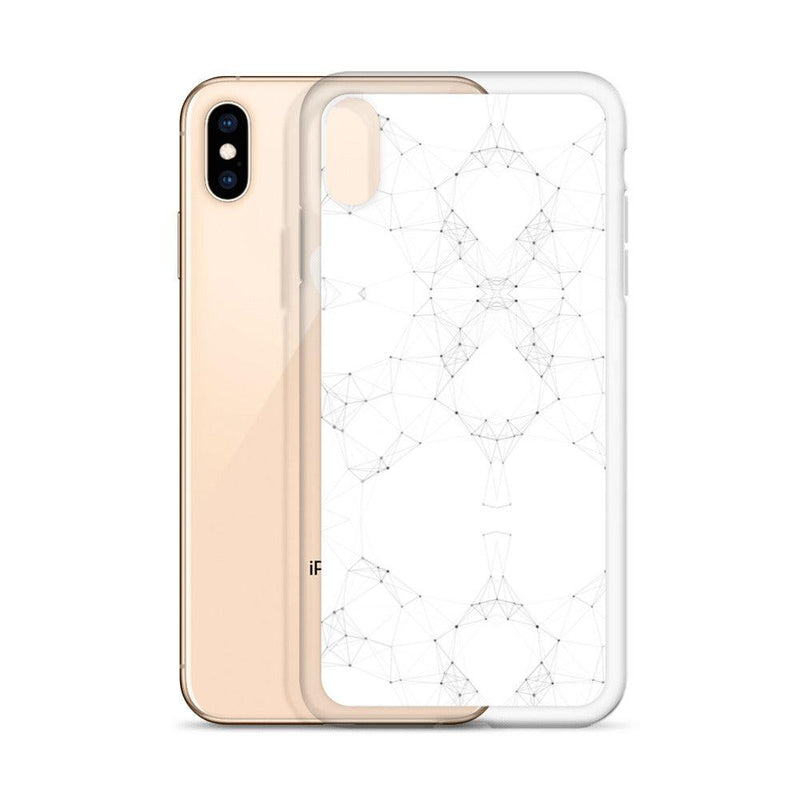 Load image into Gallery viewer, White Black Cyber Polygon Flexible Clear iPhone Case Bump Resistant Corners CREATIVETECH