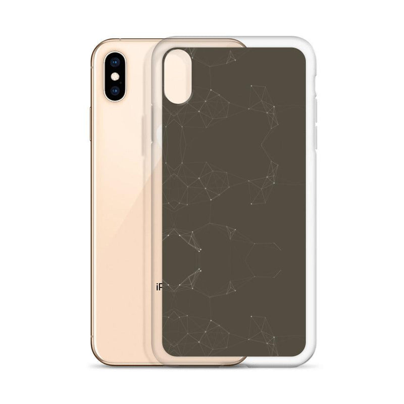 Load image into Gallery viewer, Brown Dark Elegant Cyber Polygon Flexible Clear iPhone Case Bump Resistant Corners CREATIVETECH