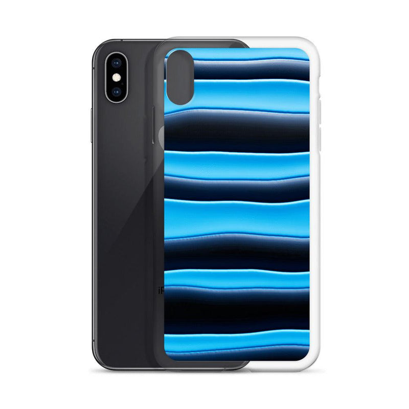 Load image into Gallery viewer, Black Blue Blob Striped Style Flexible Clear iPhone Case Bump Resistant Corners CREATIVETECH