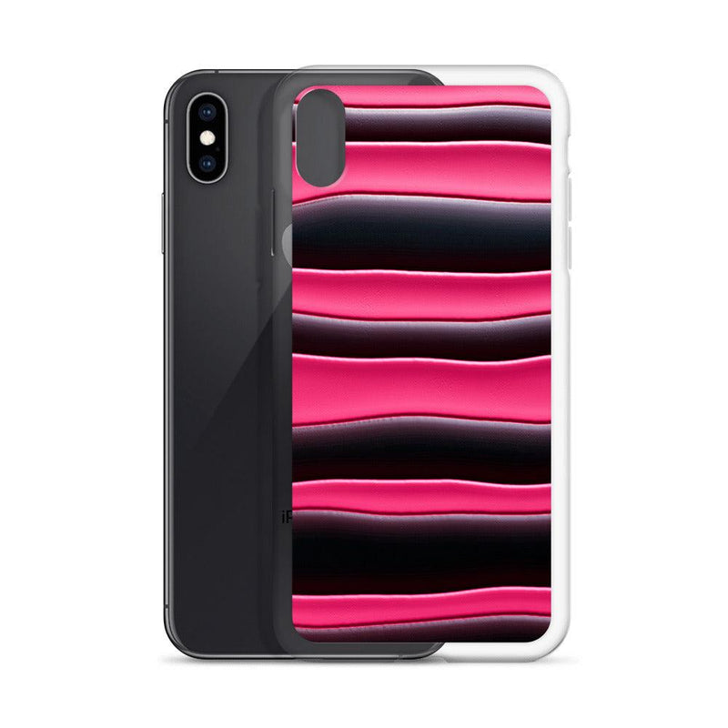 Load image into Gallery viewer, Black Red Pink Blob Striped Style Flexible Clear iPhone Case Bump Resistant Corners CREATIVETECH