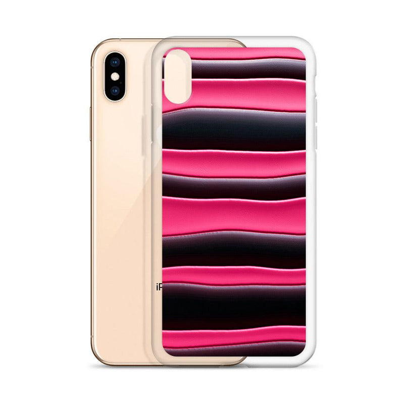 Load image into Gallery viewer, Black Red Pink Blob Striped Style Flexible Clear iPhone Case Bump Resistant Corners CREATIVETECH
