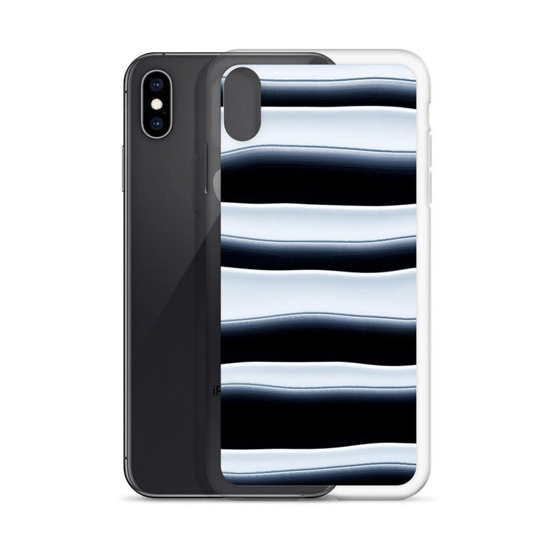Load image into Gallery viewer, Black White Blob Squishy Style Striped Flexible Clear iPhone Case Bump Resistant Corners CREATIVETECH