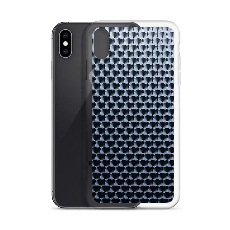 Load image into Gallery viewer, Dark Brushed Metal Circular Pattern Industrial Grid Style Flexible Clear iPhone Case Bump Resistant Corners CREATIVETECH