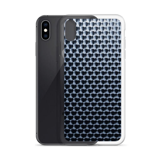 Dark Brushed Metal Circular Pattern Industrial Grid Style Flexible Clear iPhone Case Bump Resistant Corners CREATIVETECH