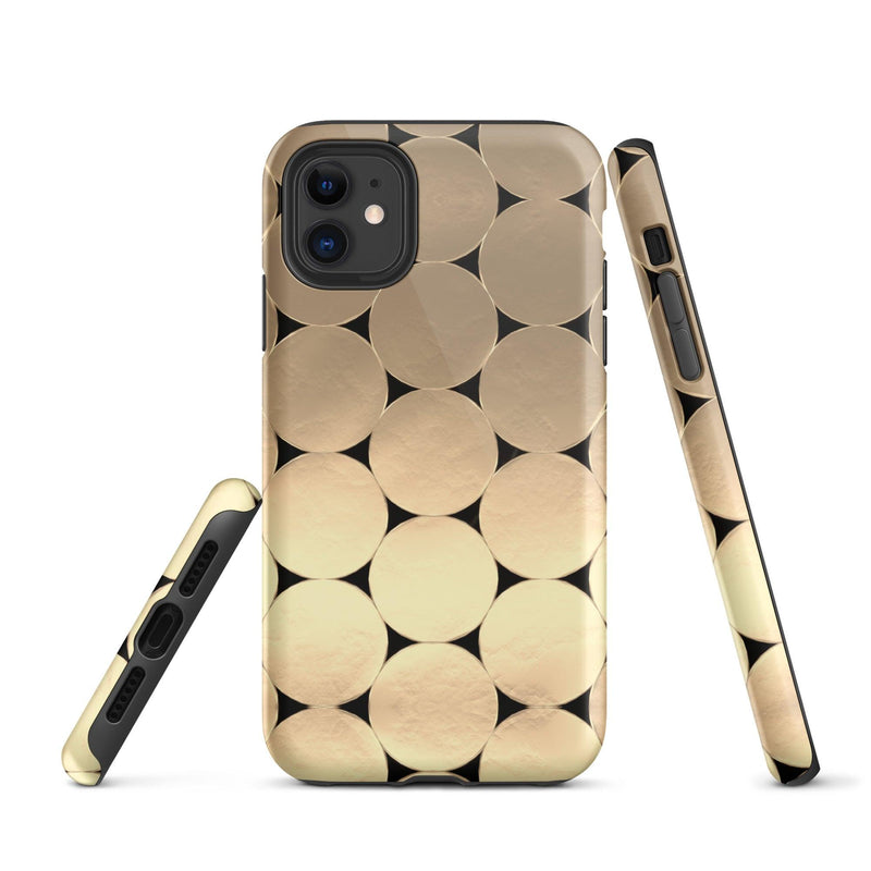 Load image into Gallery viewer, Golden Metal Oval iPhone Case Double Layer Impact Resistant Tough 3D Wrap Matte or Glossy Finish CREATIVETECH