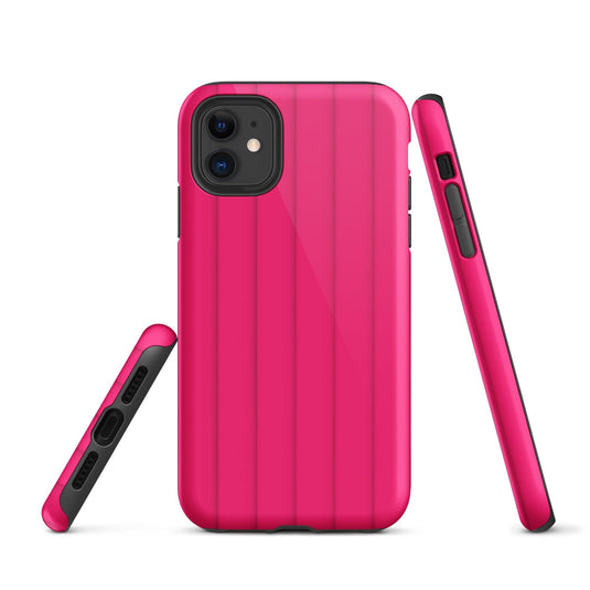 Berry Red Pink Ribbed Colorful iPhone Case Double Layer Impact Resistant Tough 3D Wrap Matte or Glossy Finish CREATIVETECH