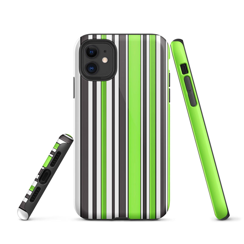 Load image into Gallery viewer, Green White Colorful iPhone Case Double Layer Impact Resistant Tough 3D Wrap Matte or Glossy Finish CREATIVETECH
