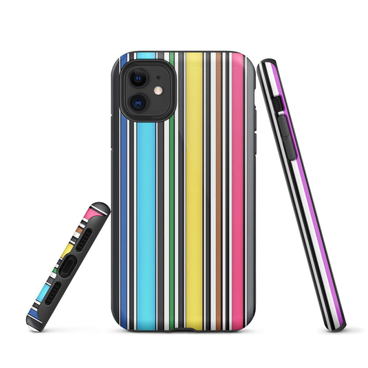 Rainbow Striped Colorful Hardshell iPhone Case Double Layer Impact Resistant Tough 3D Wrap Matte or Glossy Finish CREATIVETECH