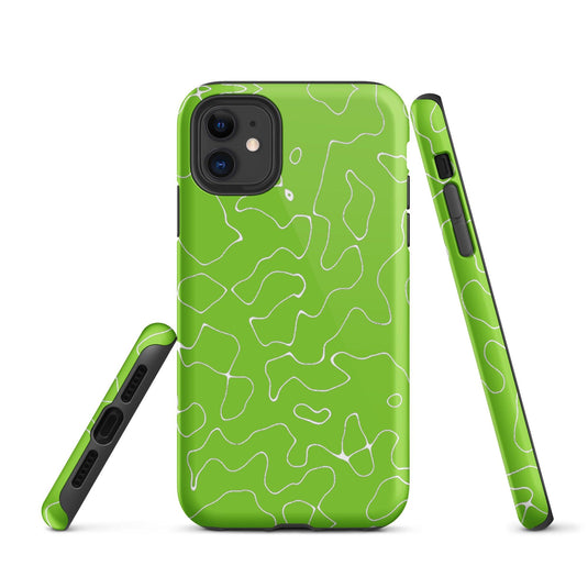 Organic Neon Green Colorful Hardshell iPhone Case Double Layer Impact Resistant Tough 3D Wrap Matte or Glossy Finish CREATIVETECH