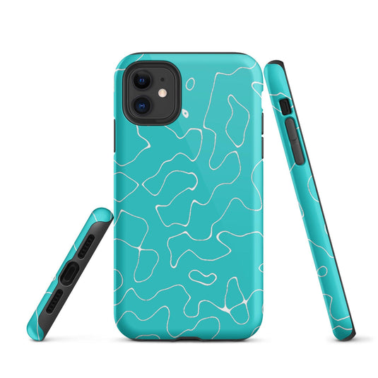 Abstract Organic Marine Blue Green Colorful Hardshell iPhone Case Double Layer Impact Resistant Tough 3D Wrap Matte or Glossy Finish CREATIVETECH