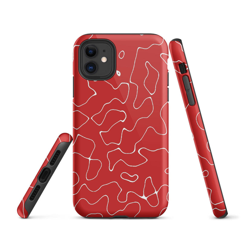 Load image into Gallery viewer, Organic Red Colorful Hardshell iPhone Case Double Layer Impact Resistant Tough 3D Wrap Matte or Glossy Finish CREATIVETECH