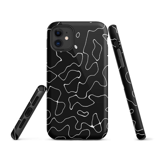 Organic Black White Colorful Hardshell iPhone Case Double Layer Impact Resistant Tough 3D Wrap Matte or Glossy Finish CREATIVETECH