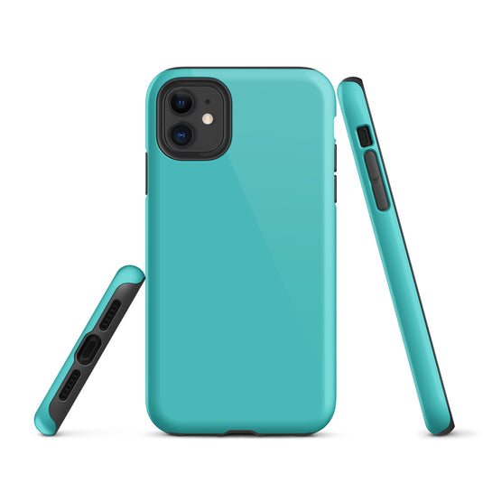 Turquoise Blue iPhone Case Hardshell 3D Wrap Thermal Plain Color CREATIVETECH