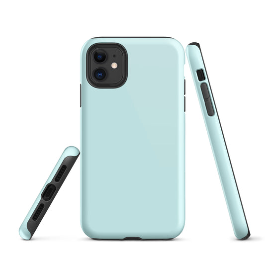 Light Cyan Blue iPhone Case Hardshell 3D Wrap Thermal Plain Color CREATIVETECH