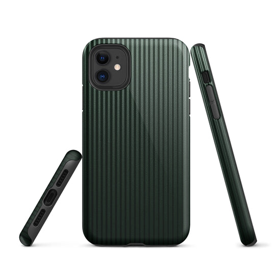 Dark Green Carbon Fiber Striped iPhone Case Hardshell 3D Wrap Thermal Plain Color CREATIVETECH